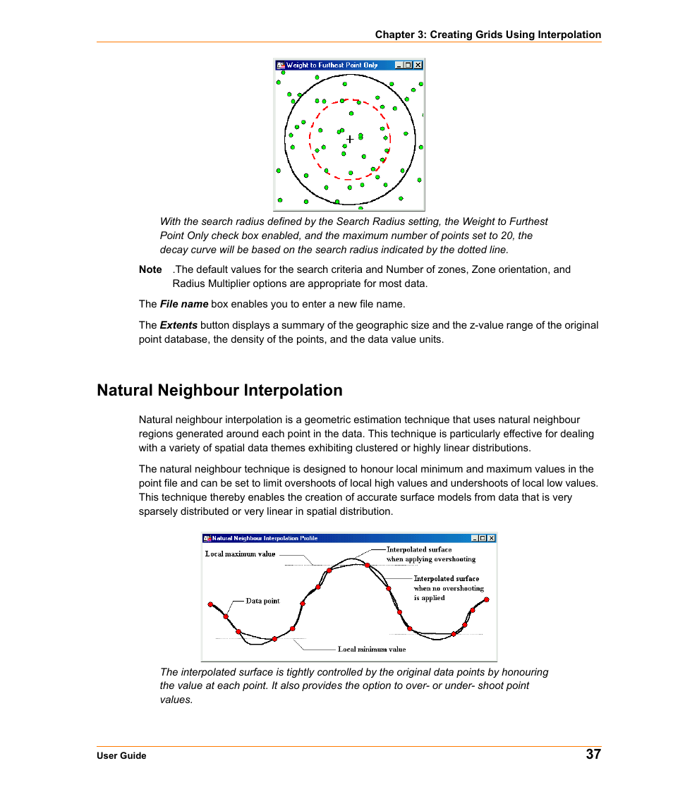 Natural neighbour interpolation | Pitney Bowes MapInfo Vertical Mapper User Manual | Page 39 / 213