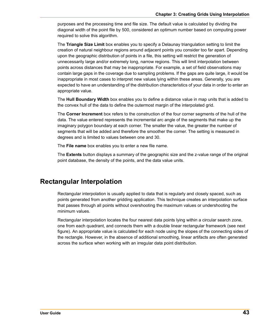 Rectangular interpolation | Pitney Bowes MapInfo Vertical Mapper User Manual | Page 45 / 213
