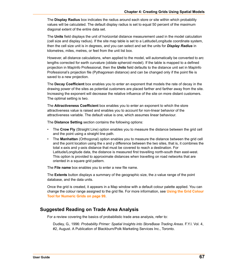 Suggested reading on trade area analysis | Pitney Bowes MapInfo Vertical Mapper User Manual | Page 69 / 213