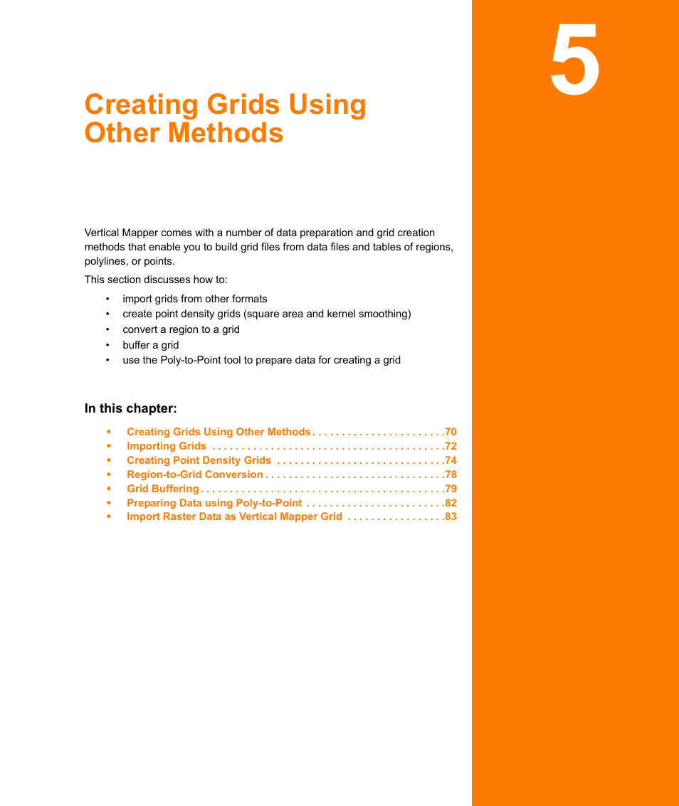 Creating grids using other methods, Chapter 5: creating grids using other methods | Pitney Bowes MapInfo Vertical Mapper User Manual | Page 71 / 213