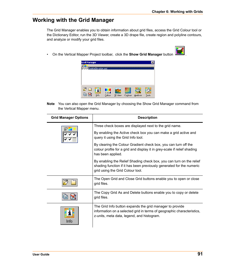 Working with the grid manager | Pitney Bowes MapInfo Vertical Mapper User Manual | Page 93 / 213