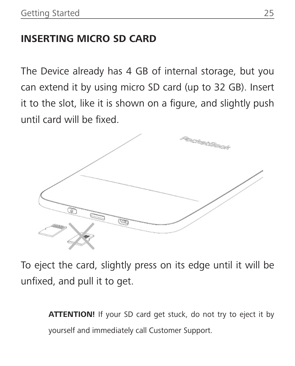 Inserting micro sd card | PocketBook Sense with KENZO cover User Manual | Page 25 / 93