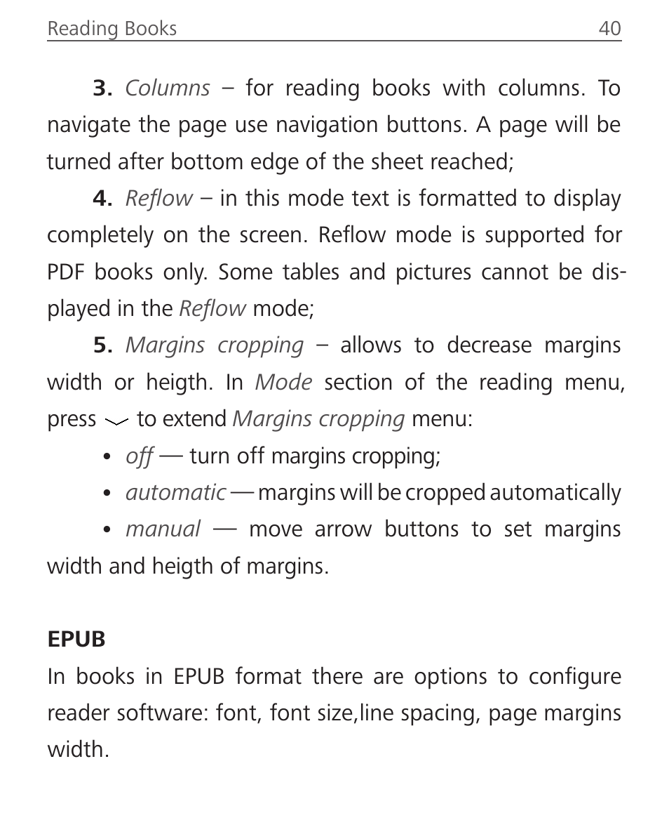 Epub, Epub 40 | PocketBook Sense with KENZO cover User Manual | Page 40 / 93