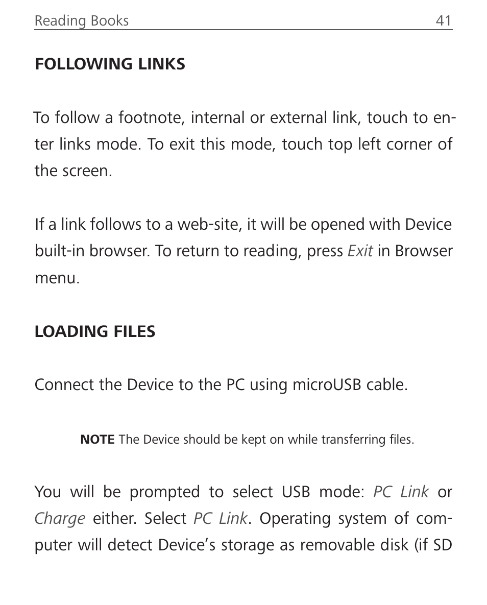 Following links, Loading files | PocketBook Sense with KENZO cover User Manual | Page 41 / 93