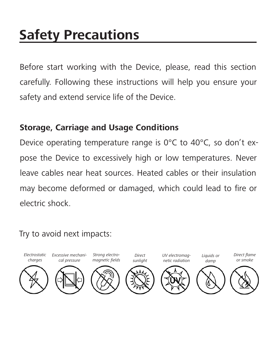Safety precautions | PocketBook Sense with KENZO cover User Manual | Page 6 / 93