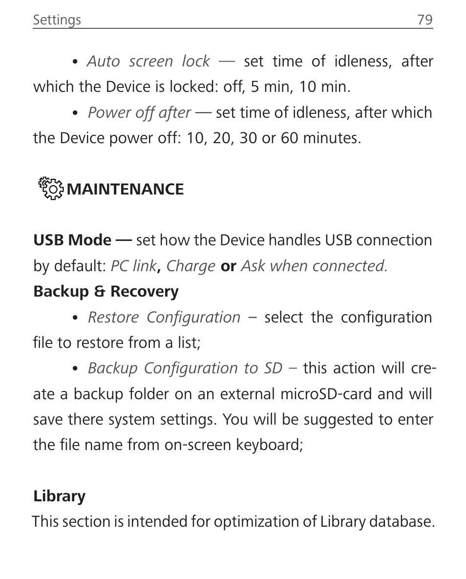 Maintenance, Maintenance 79 | PocketBook Sense with KENZO cover User Manual | Page 79 / 93