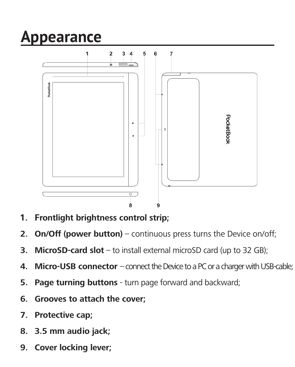 Appearance | PocketBook InkPad User Manual | Page 11 / 96