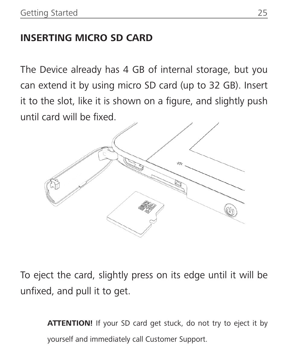 Inserting micro sd card | PocketBook InkPad User Manual | Page 25 / 96
