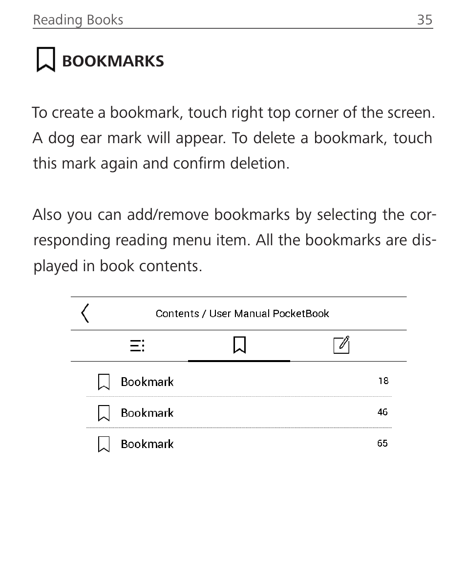Bookmarks, Bookmarks 35 | PocketBook InkPad User Manual | Page 35 / 96