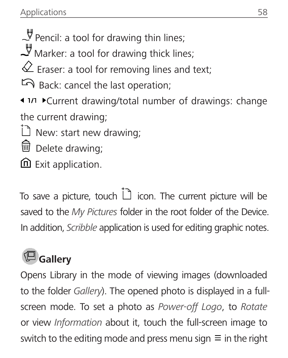 Gallery, Gallery 58 | PocketBook InkPad User Manual | Page 58 / 96