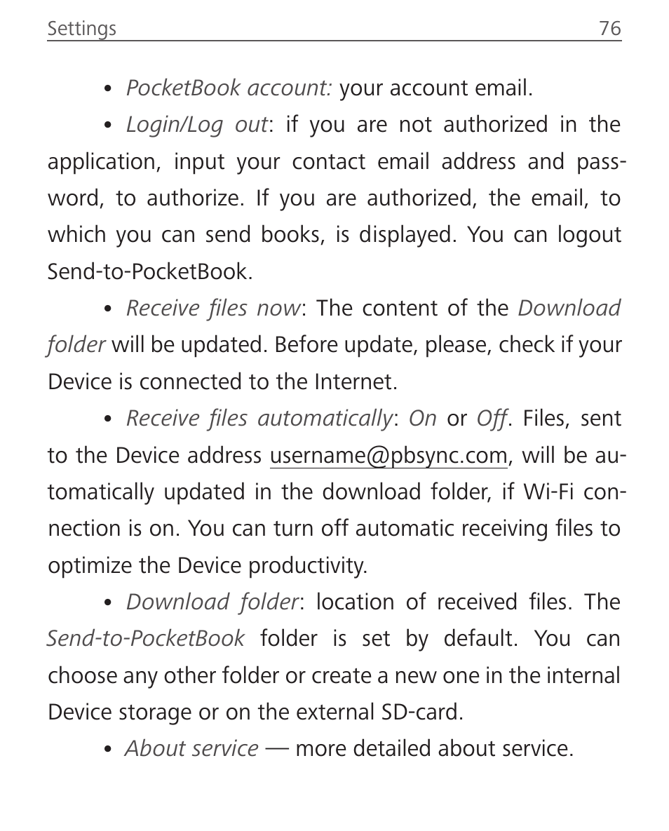 PocketBook InkPad User Manual | Page 76 / 96