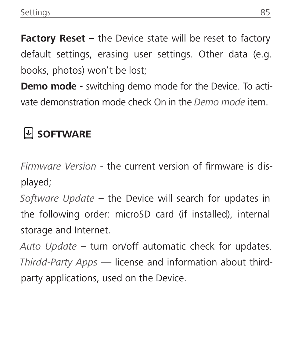 Software, Software 85 | PocketBook InkPad User Manual | Page 85 / 96