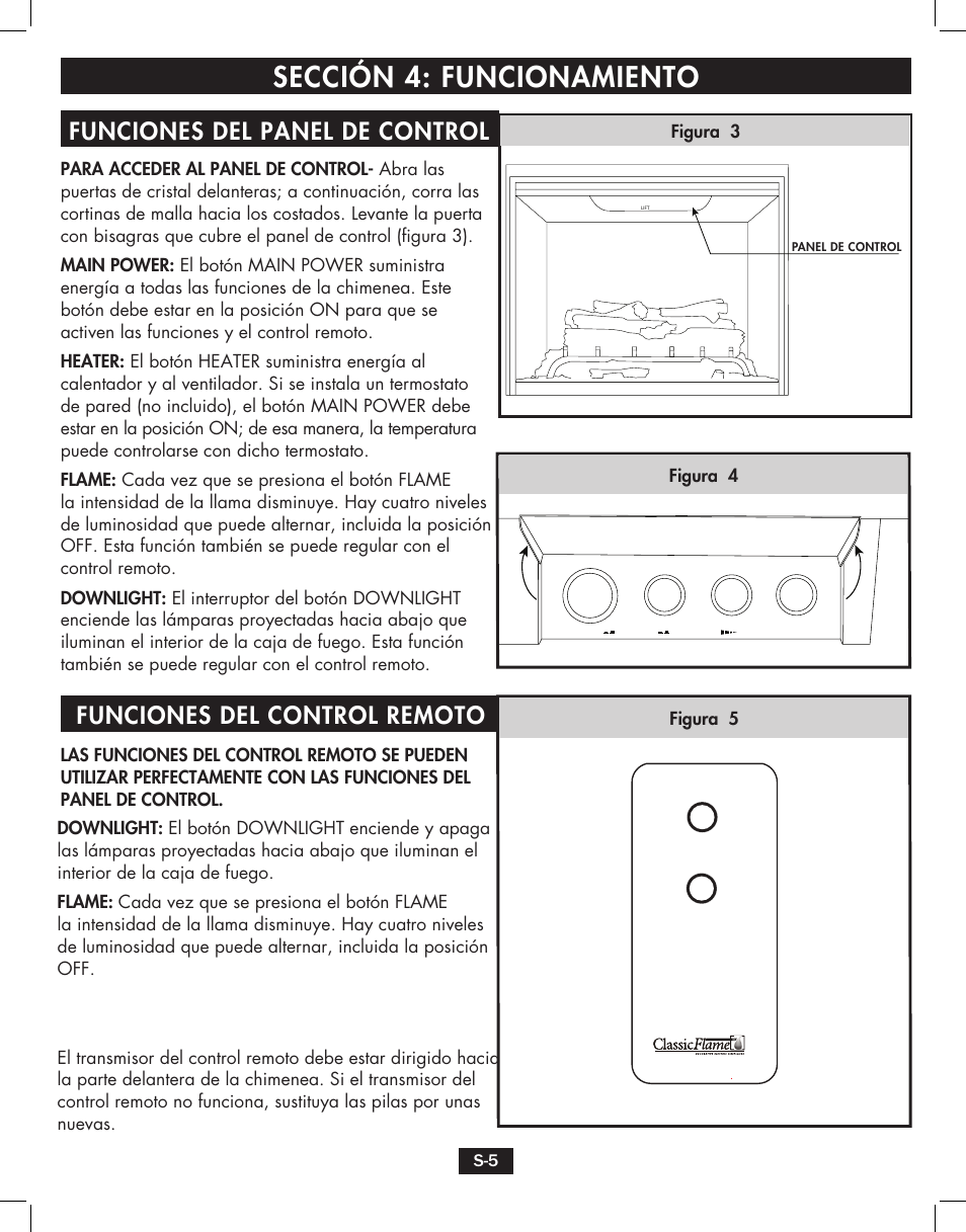 Sección 4: funcionamiento | ClassicFlame Built In Electric Furnace 39EB364GRS User Manual | Page 25 / 30