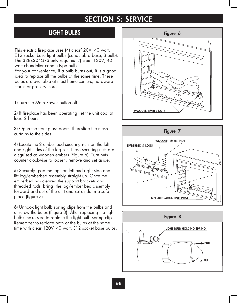 Light bulbs | ClassicFlame Built In Electric Furnace 39EB364GRS User Manual | Page 6 / 30