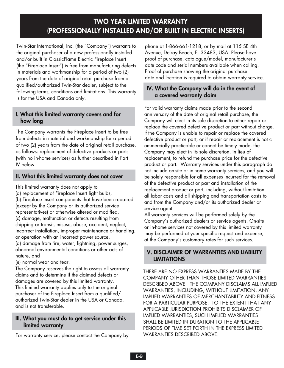 ClassicFlame Built In Electric Furnace 39EB364GRS User Manual | Page 9 / 30