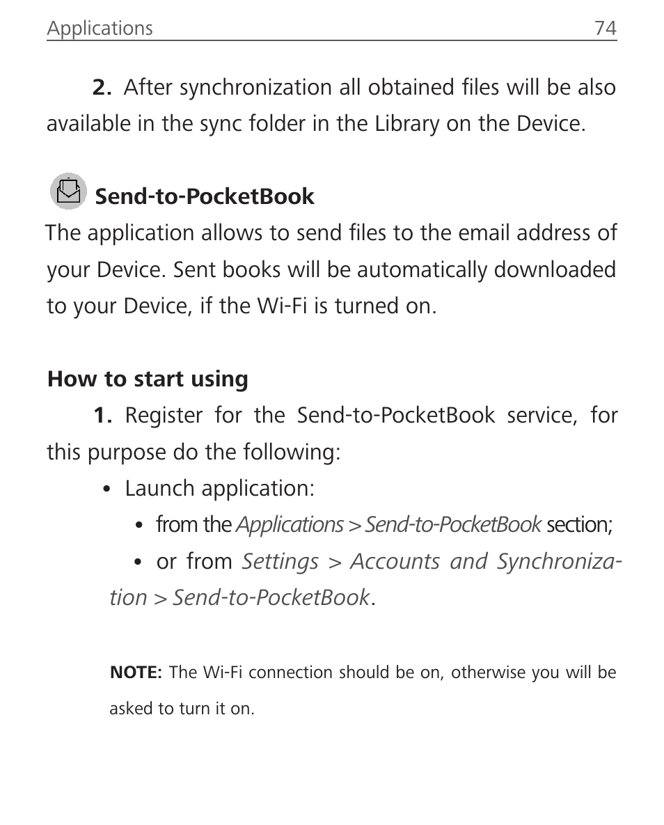 Send-to-pocketbook, Send-to-pocketbook 74 | PocketBook Ultra User Manual | Page 74 / 102