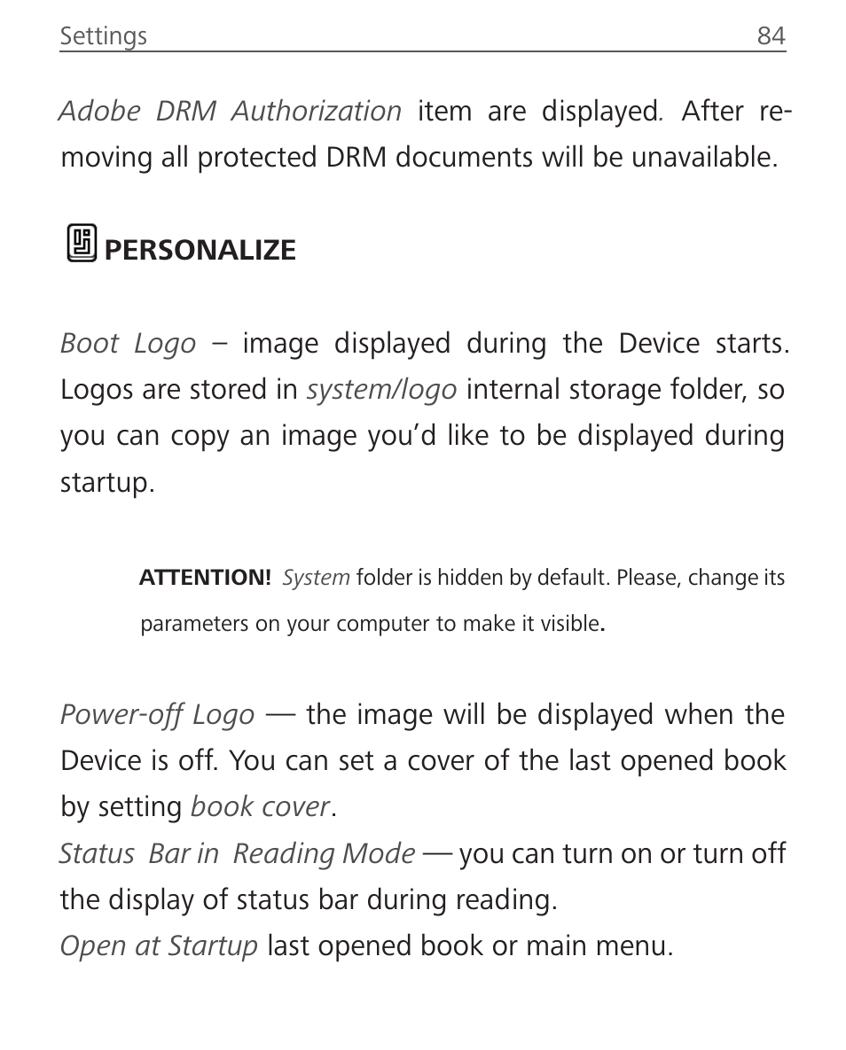 Personalize, Personalize 84 | PocketBook Ultra User Manual | Page 84 / 102