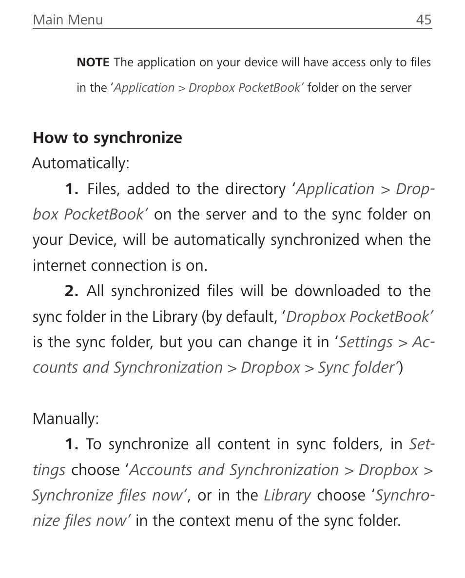 PocketBook Aqua User Manual | Page 45 / 91