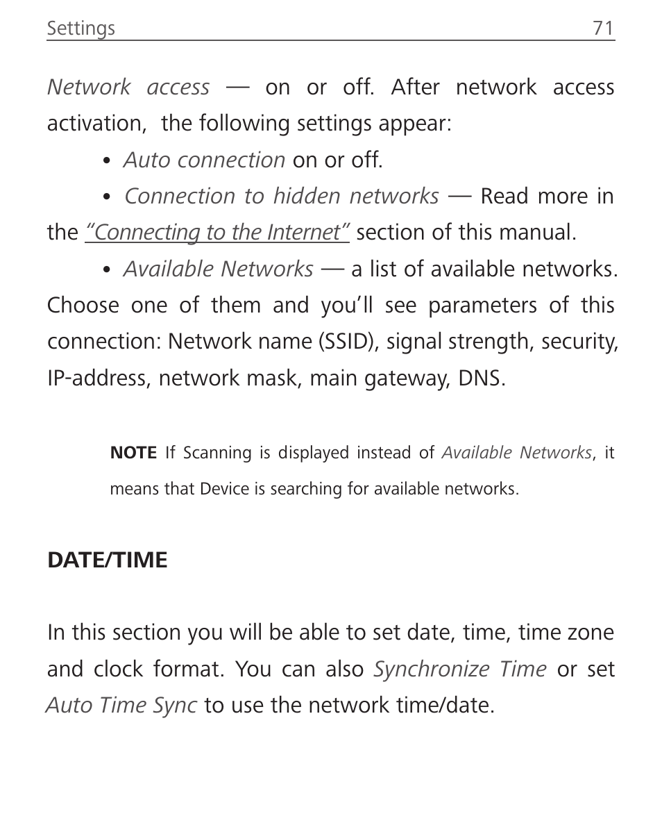 Date/time, Date/time 71 | PocketBook Aqua User Manual | Page 71 / 91