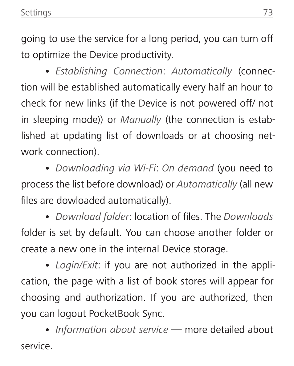 PocketBook Aqua User Manual | Page 73 / 91