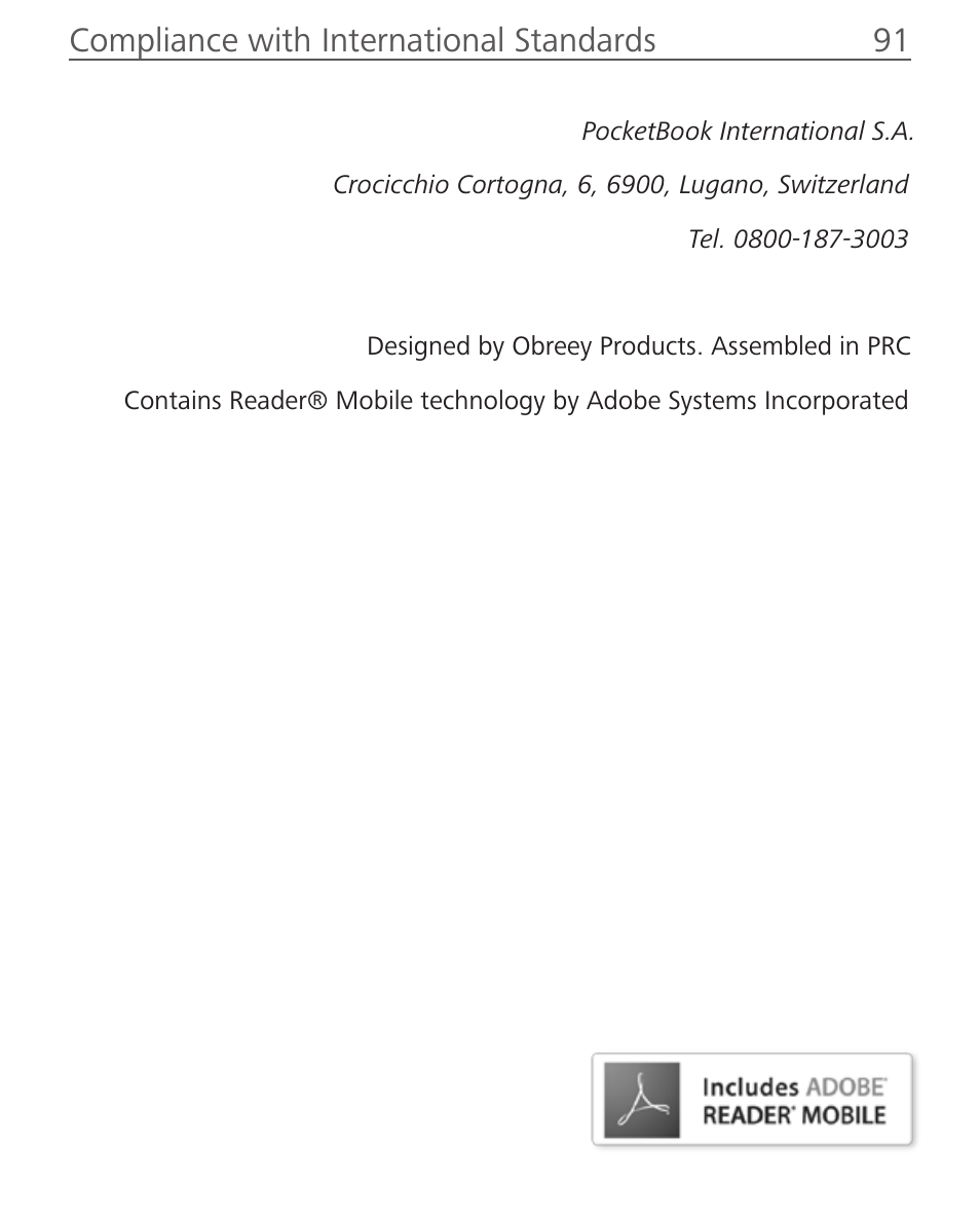 Compliance with international standards 91 | PocketBook Aqua User Manual | Page 91 / 91