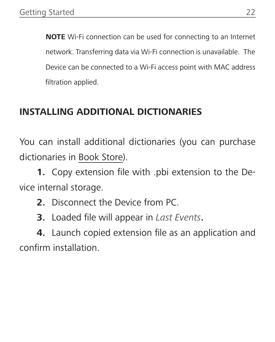 Installing additional dictionaries | PocketBook Touch Lux 2 User Manual | Page 22 / 95