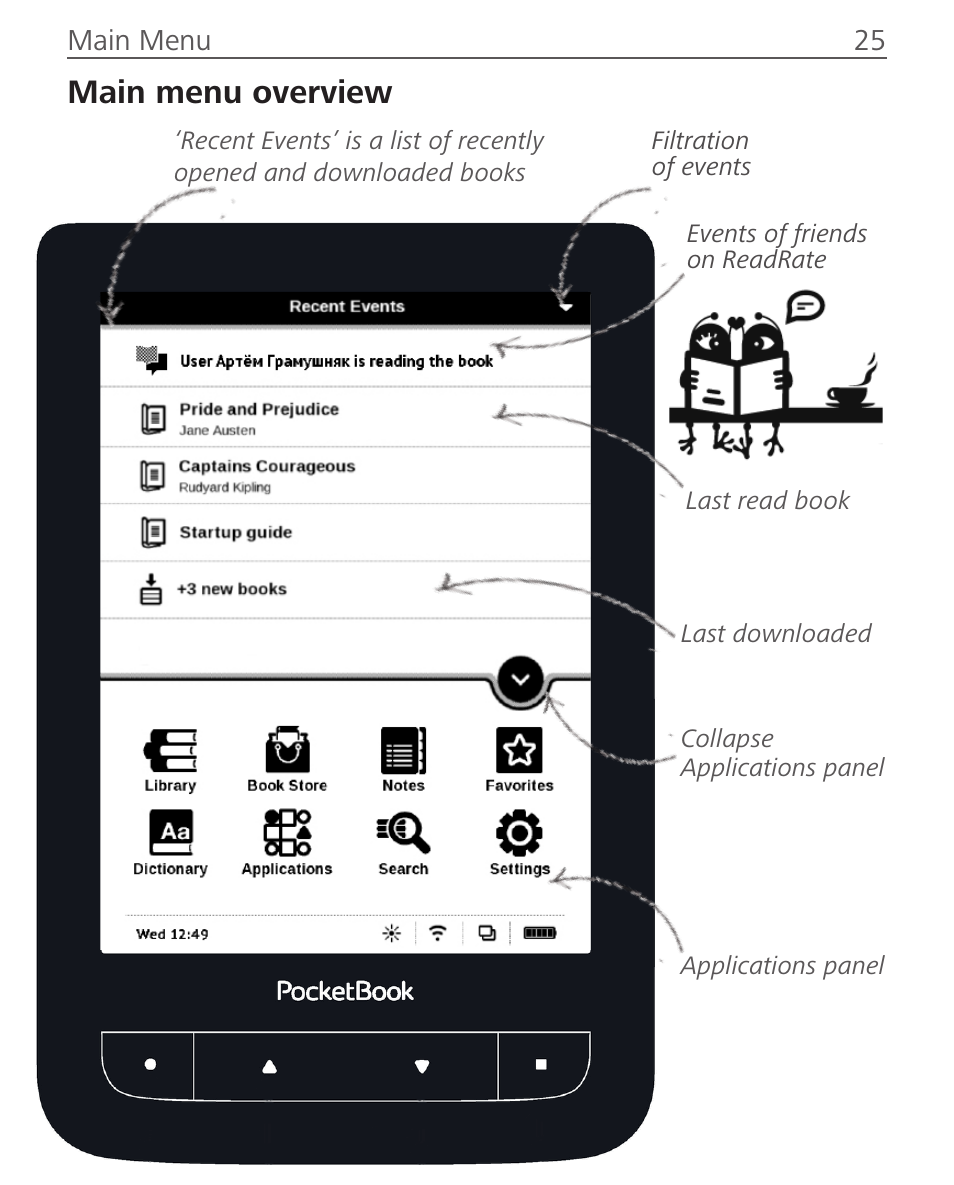 Main menu overview | PocketBook Touch Lux 2 User Manual | Page 25 / 95