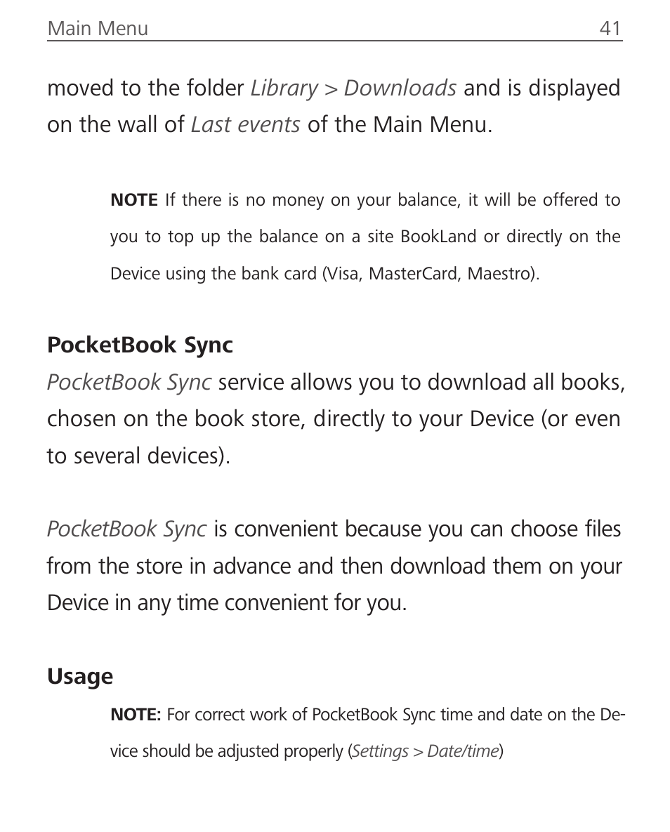 Pocketbook sync | PocketBook Touch Lux 2 User Manual | Page 41 / 95