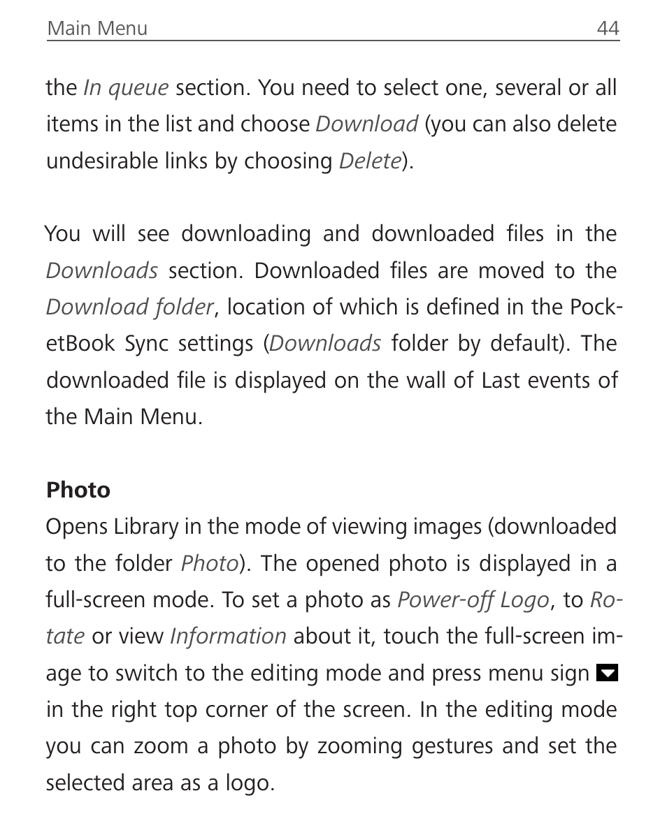 Photo, Photo 44 | PocketBook Touch Lux 2 User Manual | Page 44 / 95