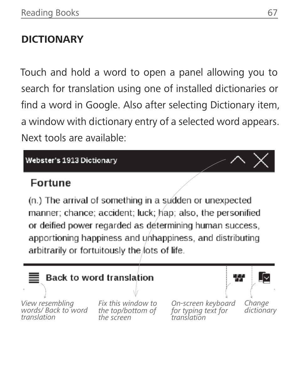 Dictionary, Dictionary 67 | PocketBook Touch Lux 2 User Manual | Page 67 / 95