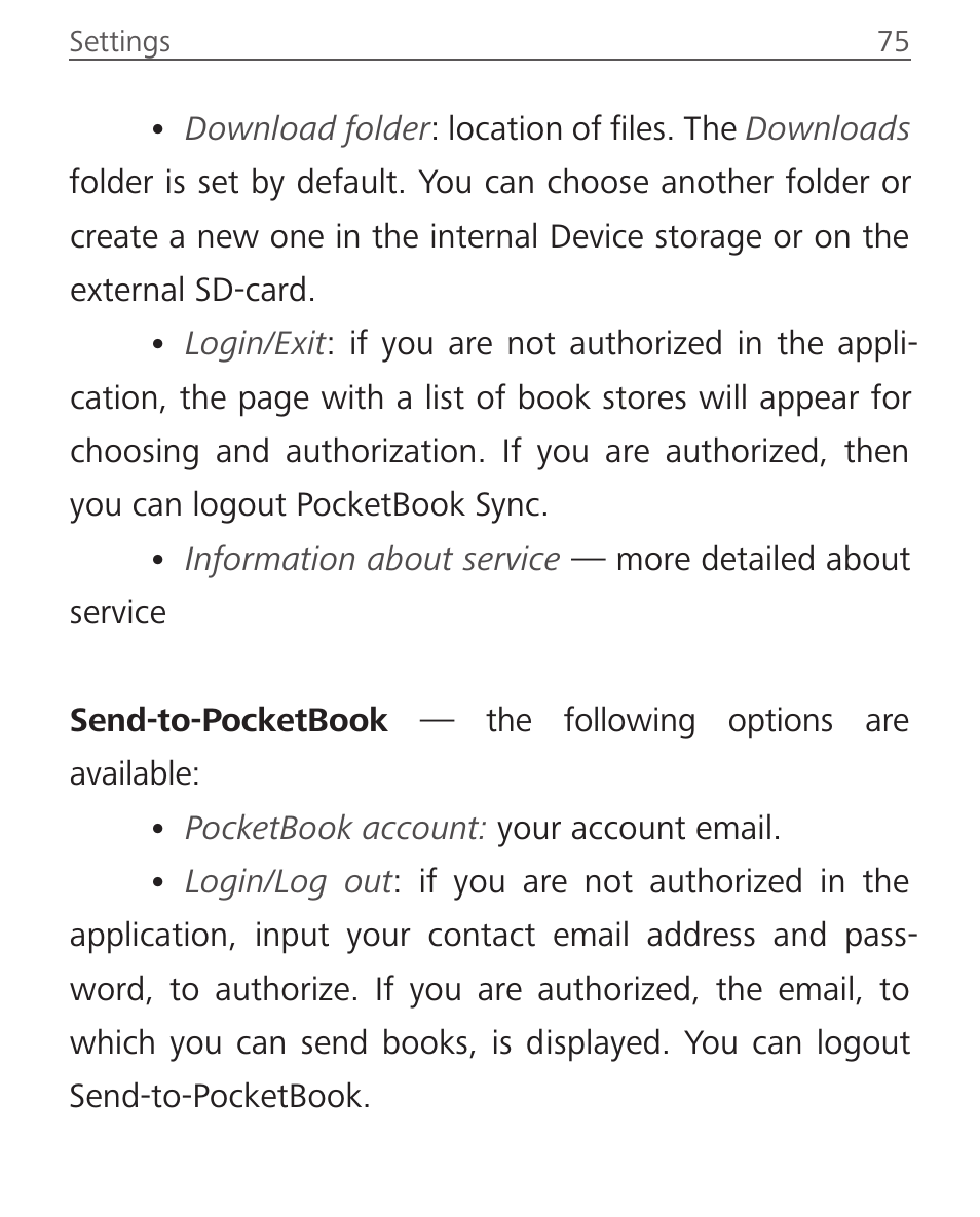 PocketBook Touch Lux 2 User Manual | Page 75 / 95