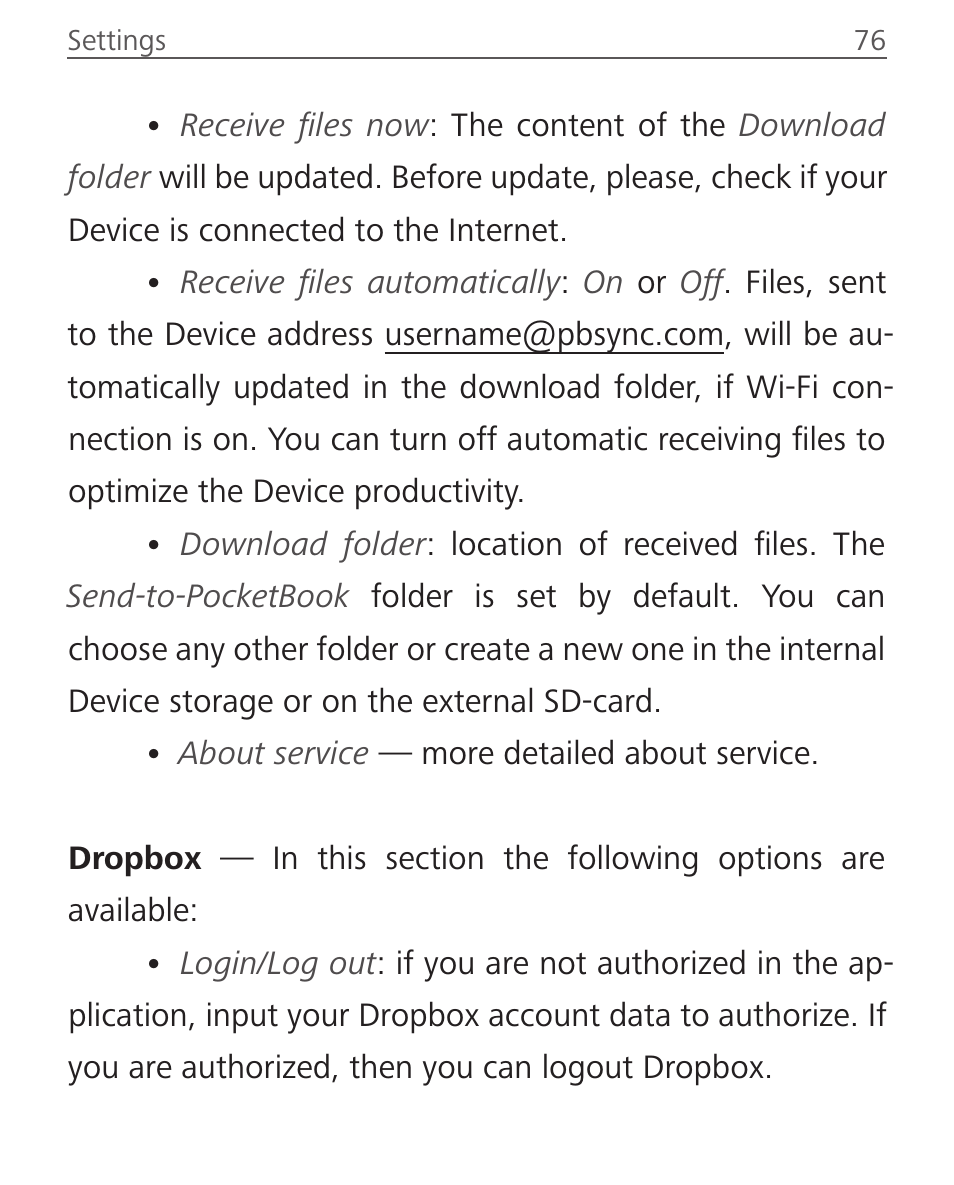 PocketBook Touch Lux 2 User Manual | Page 76 / 95