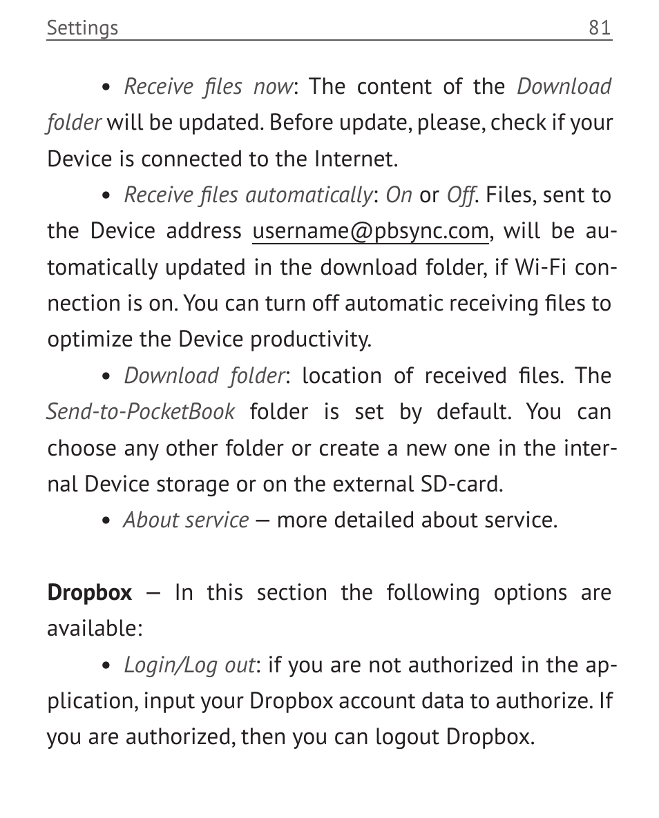 PocketBook Touch Lux User Manual | Page 81 / 101