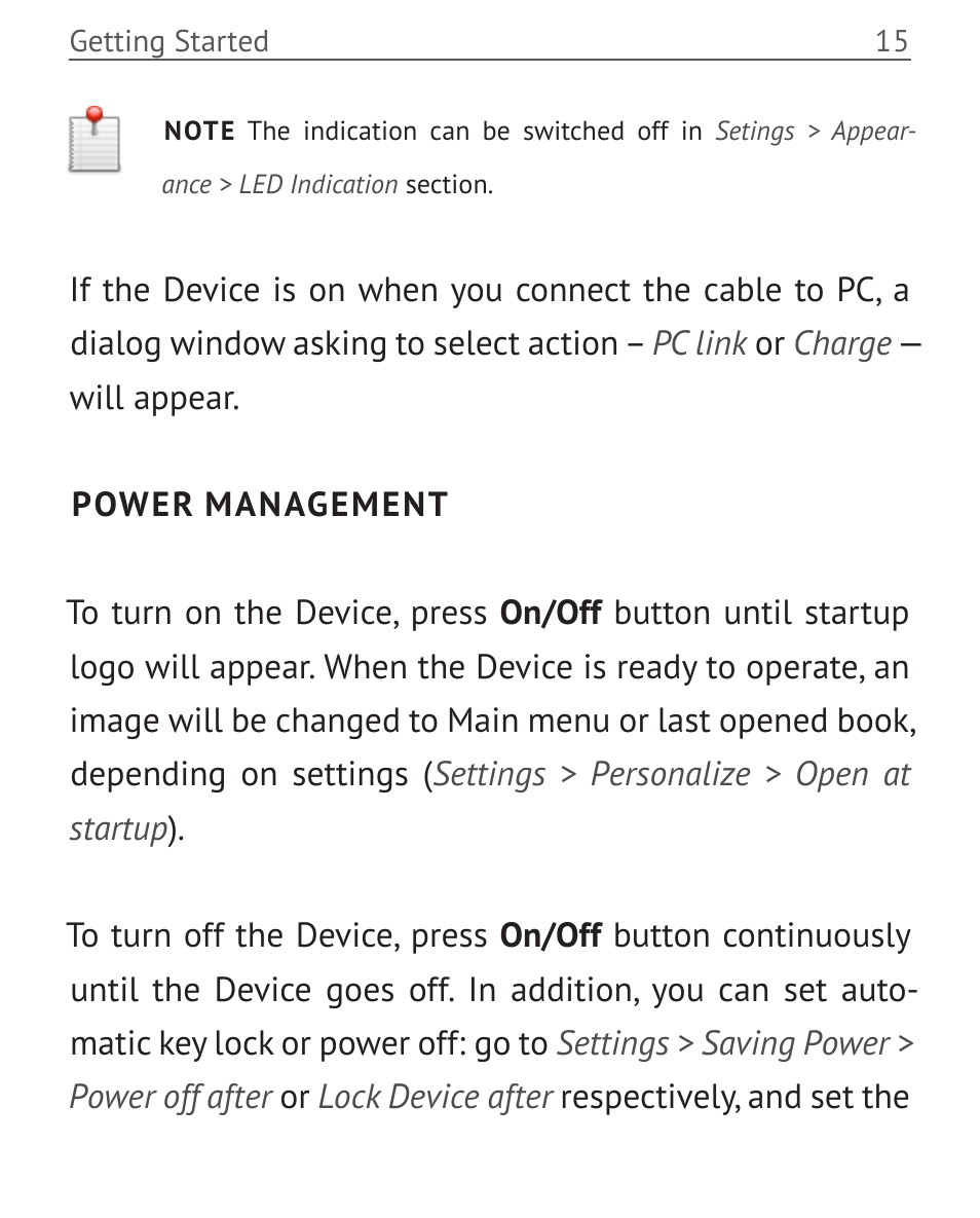 Power management | PocketBook Touch User Manual | Page 15 / 101