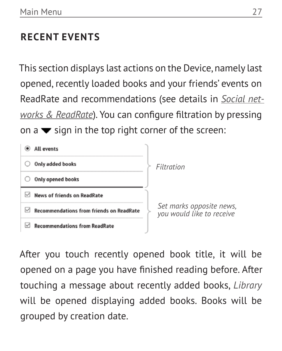 Recent events | PocketBook Touch User Manual | Page 27 / 101