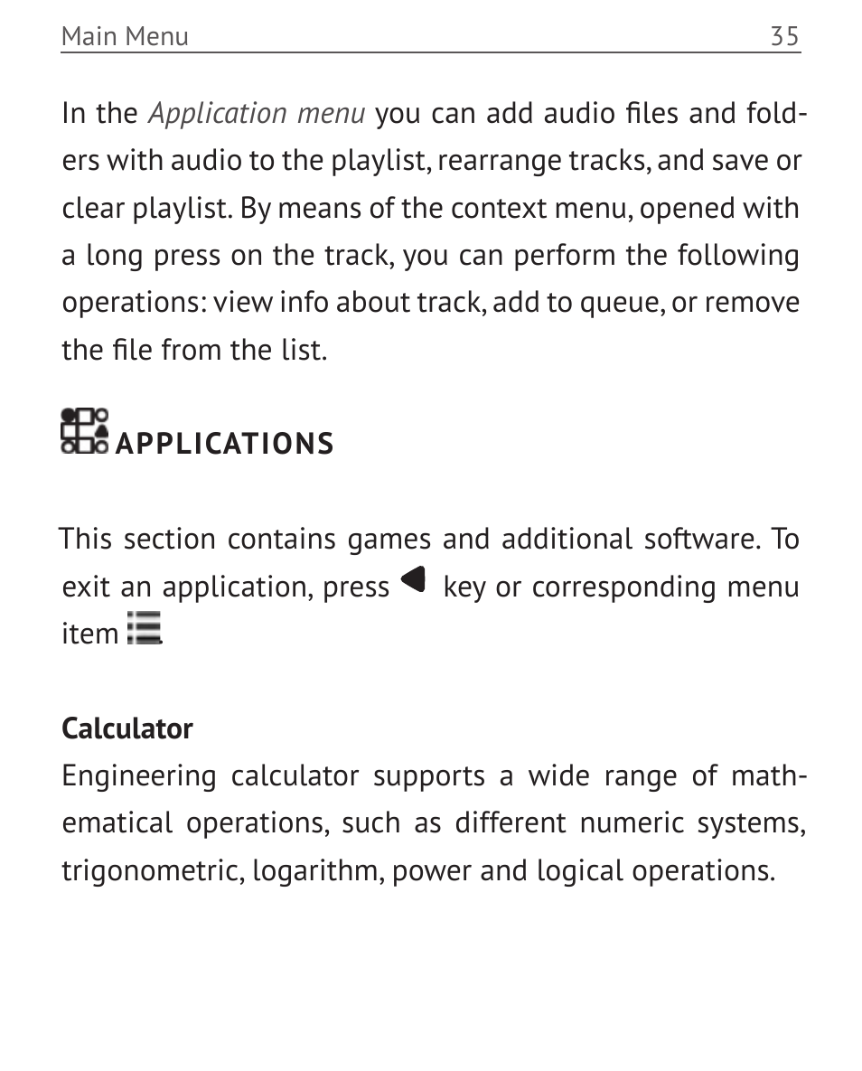 Applications, Applications 35 | PocketBook Touch User Manual | Page 35 / 101