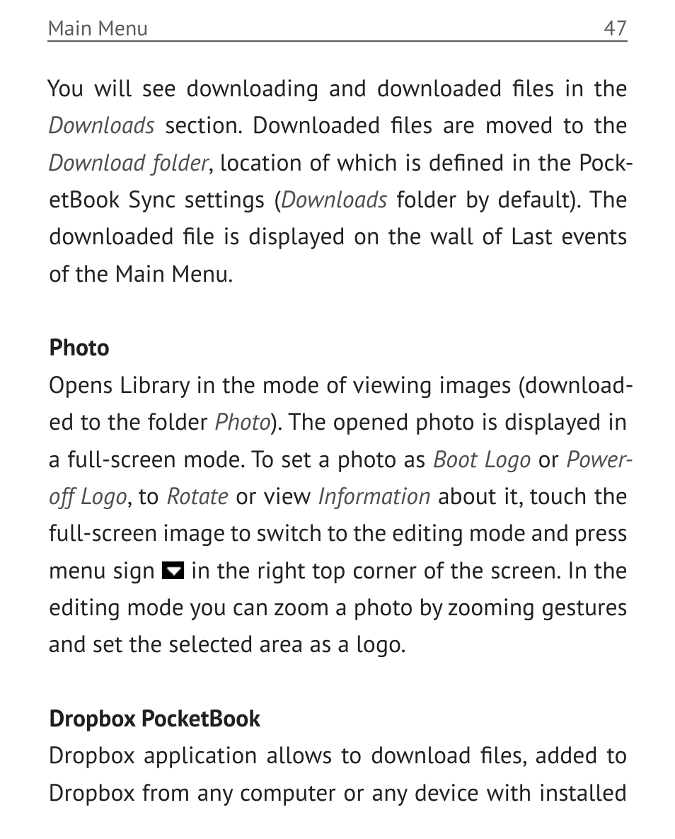 PocketBook Touch User Manual | Page 47 / 101