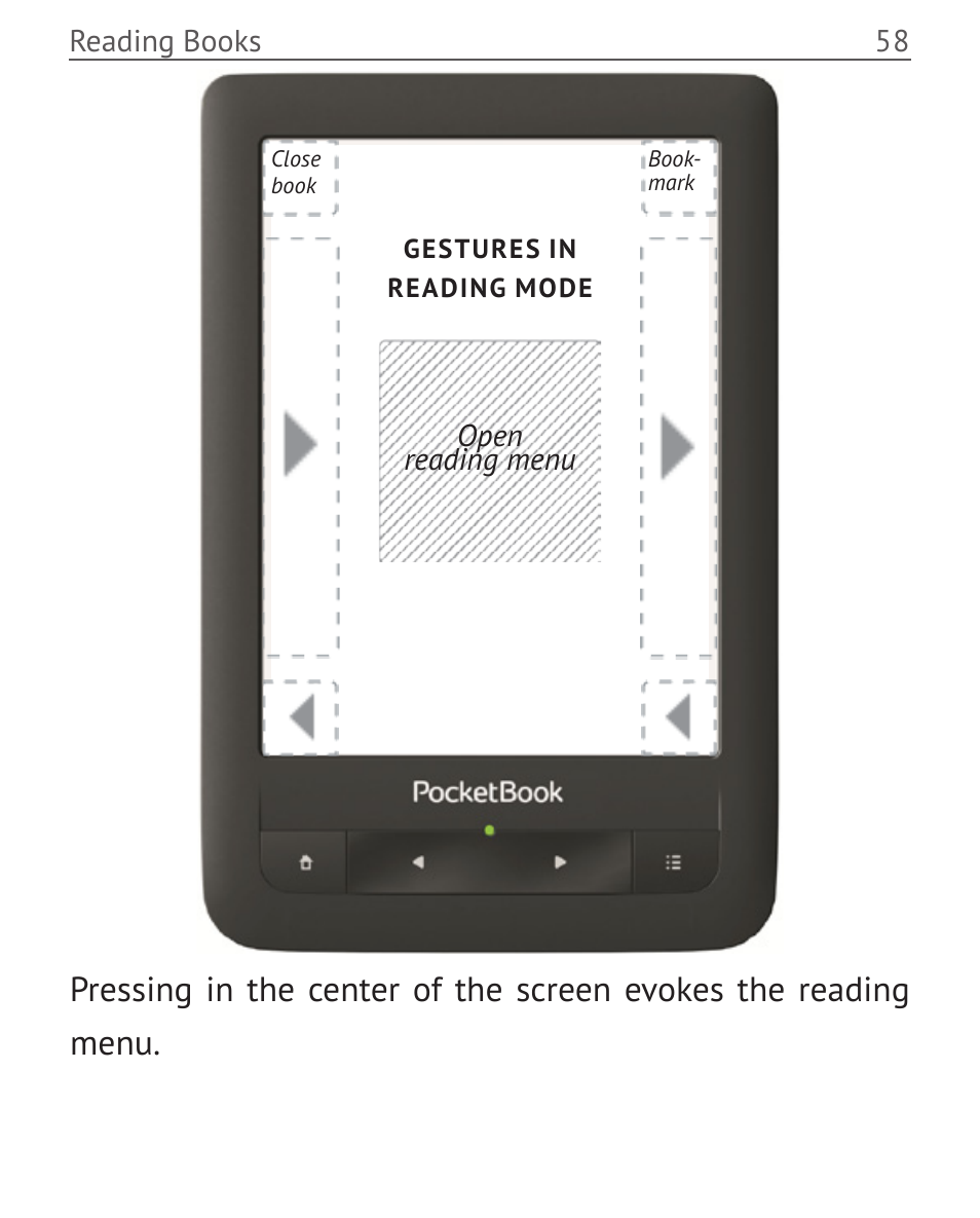 Gestures in reading mode | PocketBook Touch User Manual | Page 58 / 101