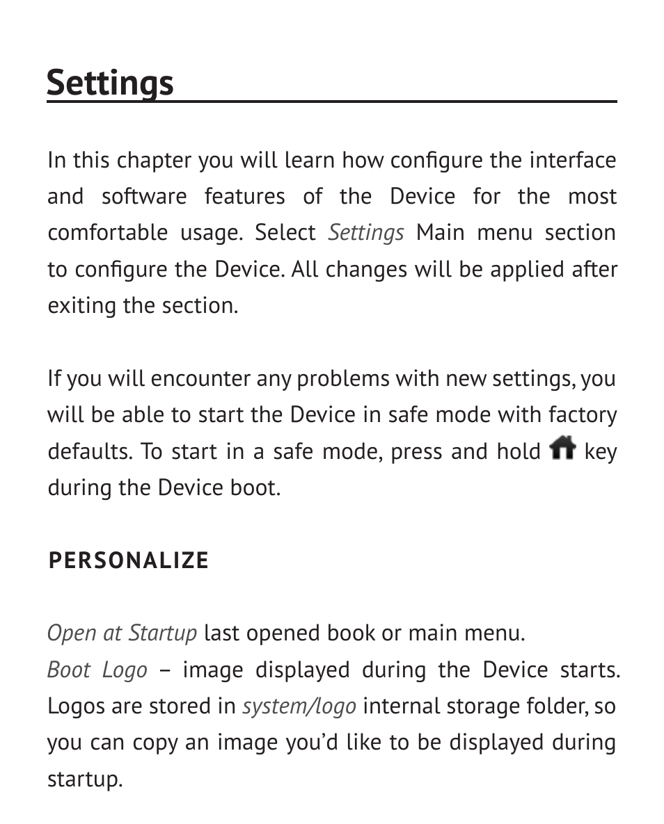 Settings, Personalize, Personalize 75 | PocketBook Touch User Manual | Page 75 / 101