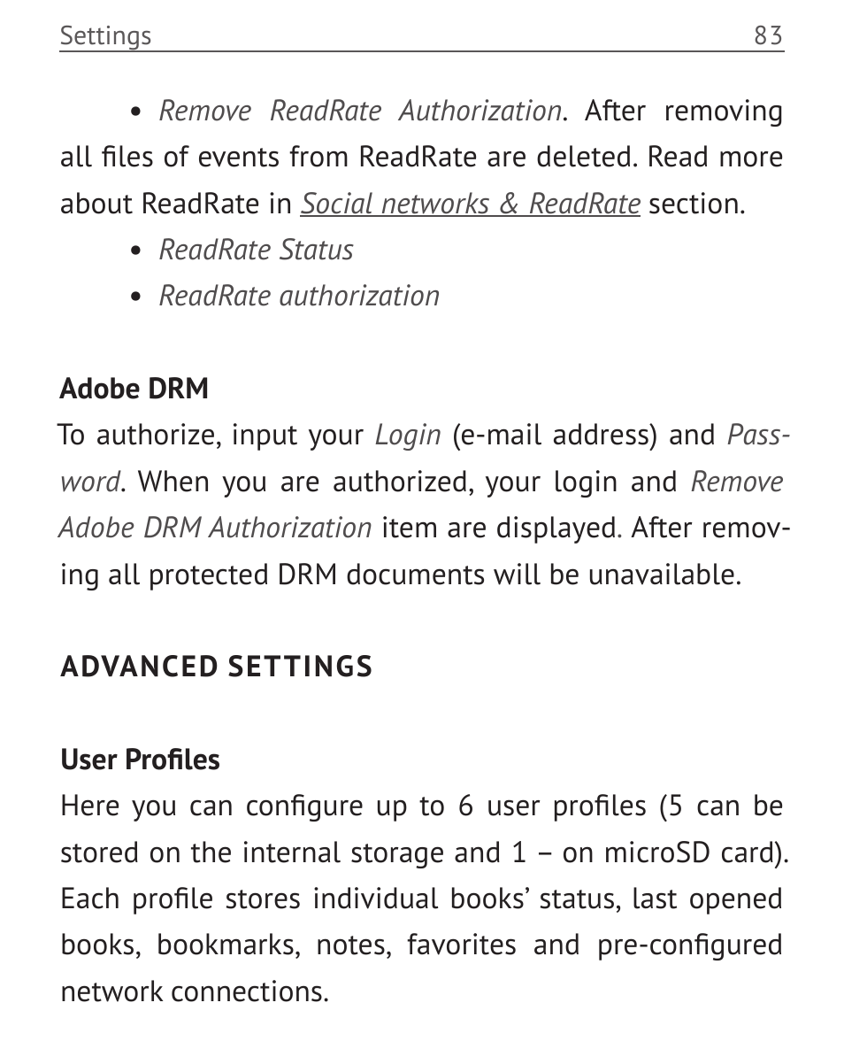 Advanced settings | PocketBook Touch User Manual | Page 83 / 101
