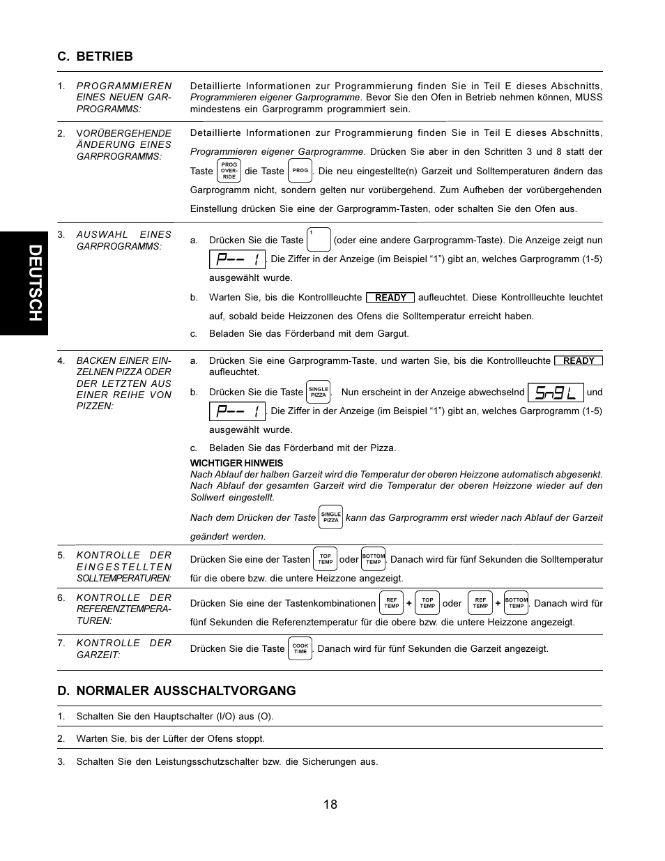 Deutsch, D. normaler ausschaltvorgang, C. betrieb | CTX TCO21140063 User Manual | Page 18 / 48