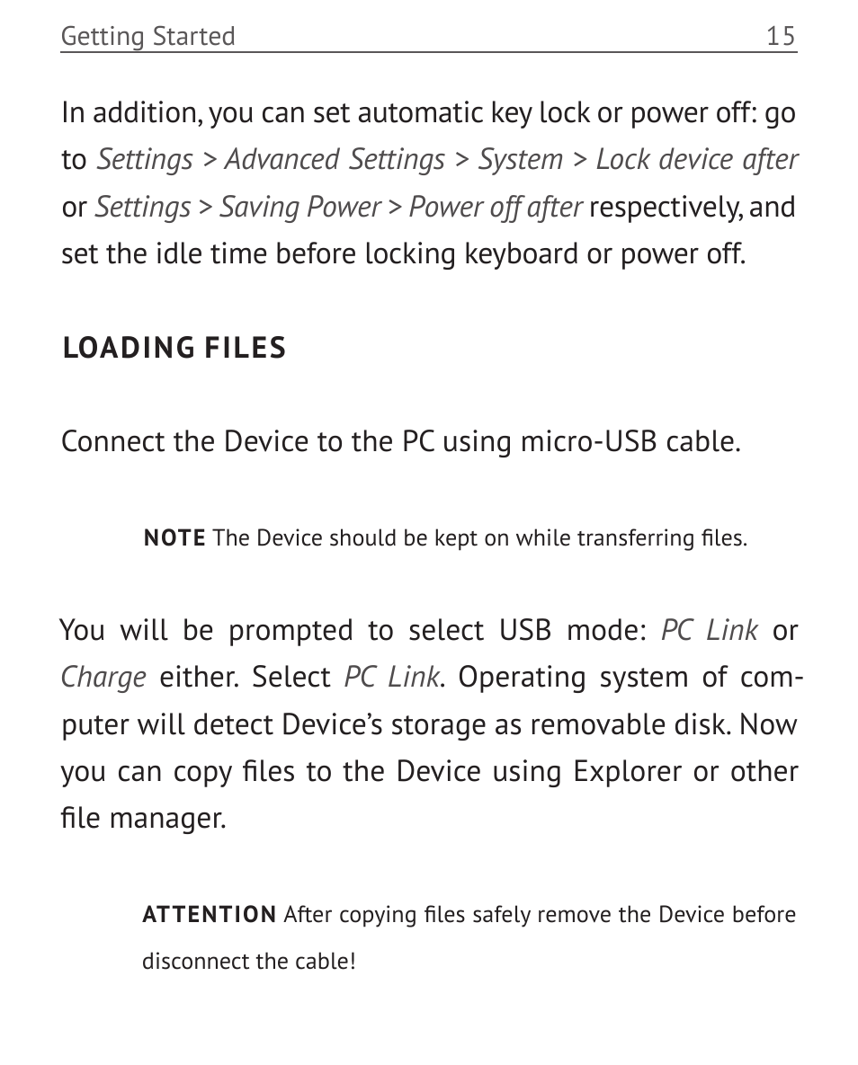 Loading files | PocketBook Mini User Manual | Page 15 / 68