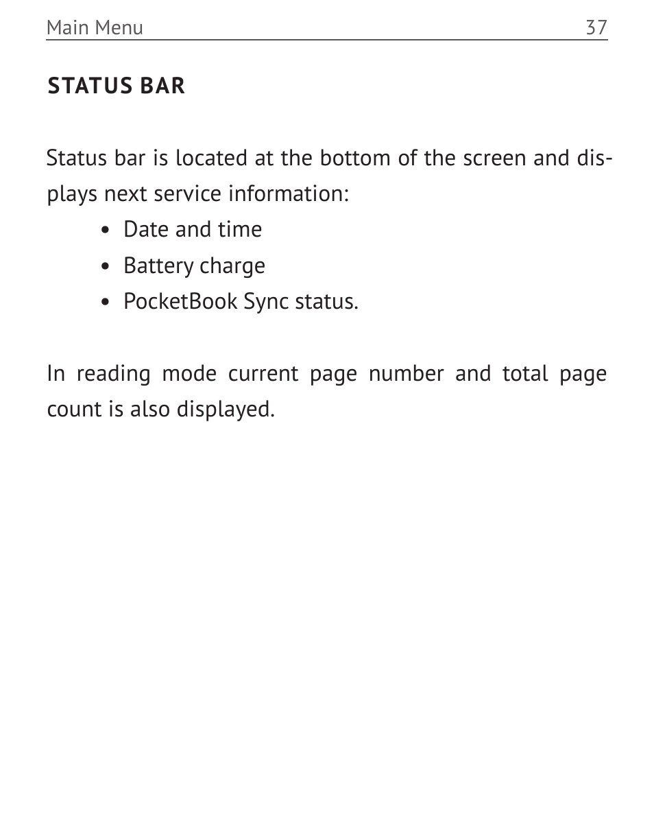 Status bar | PocketBook Mini User Manual | Page 37 / 68