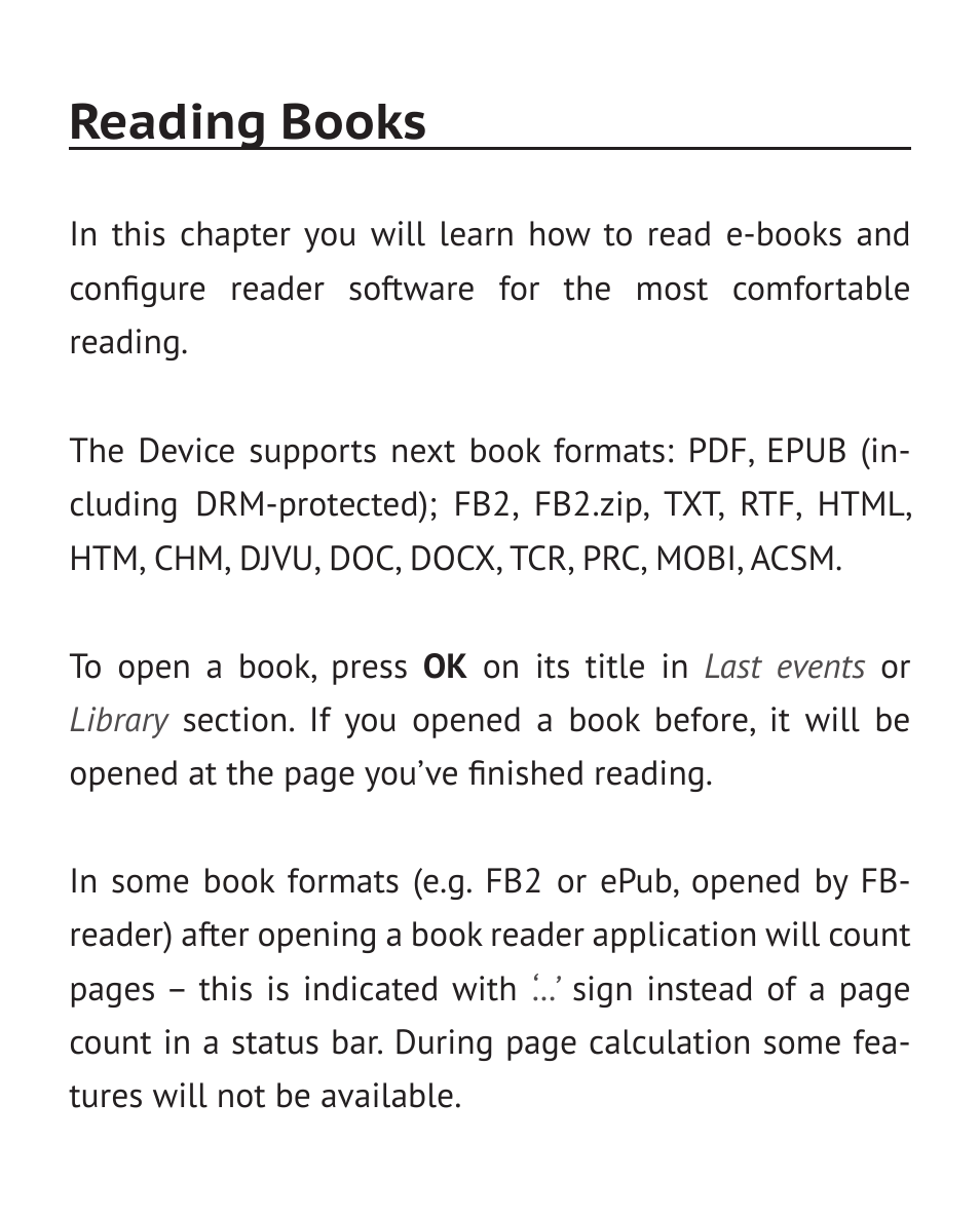 Reading books | PocketBook Mini User Manual | Page 38 / 68