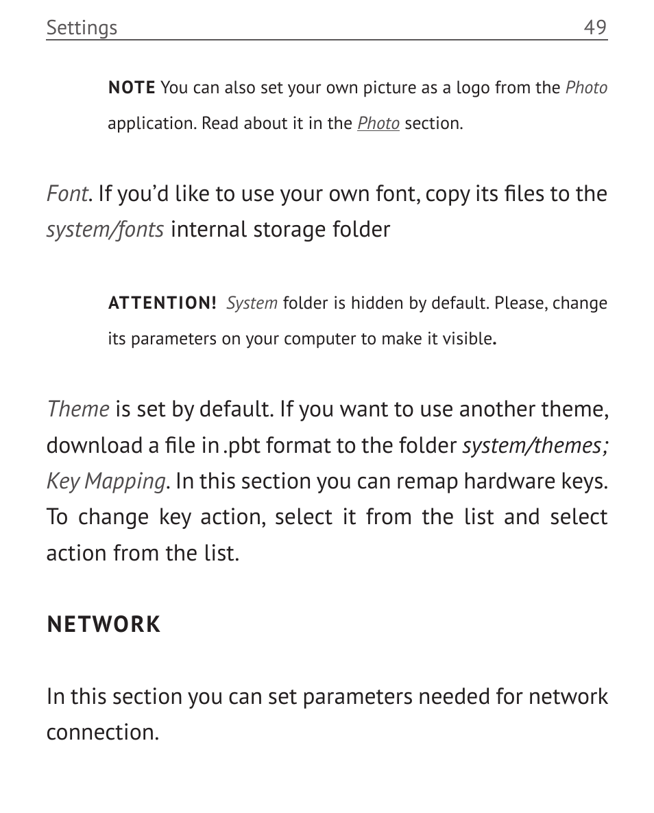 Network, Network 49 | PocketBook Mini User Manual | Page 49 / 68