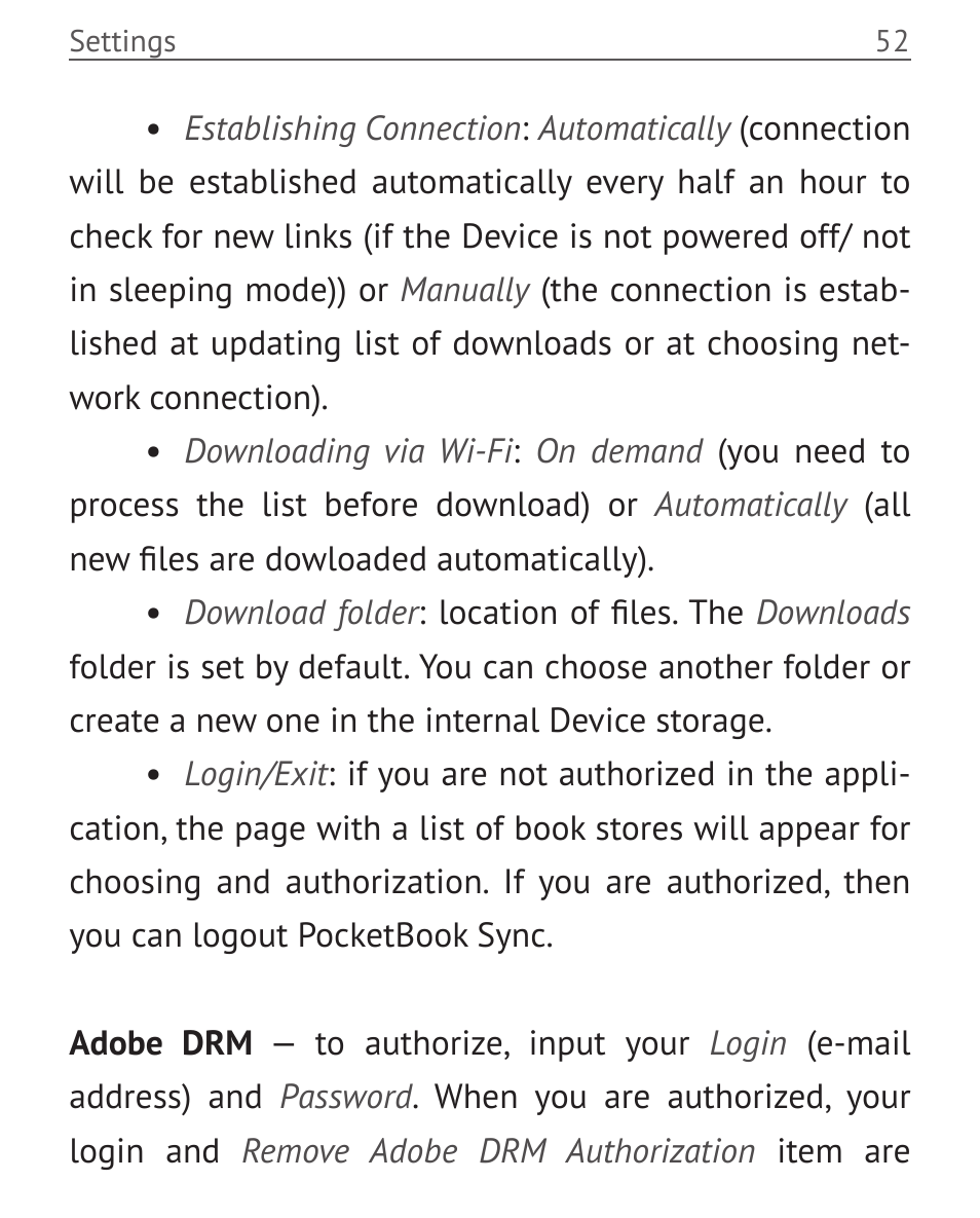 PocketBook Mini User Manual | Page 52 / 68