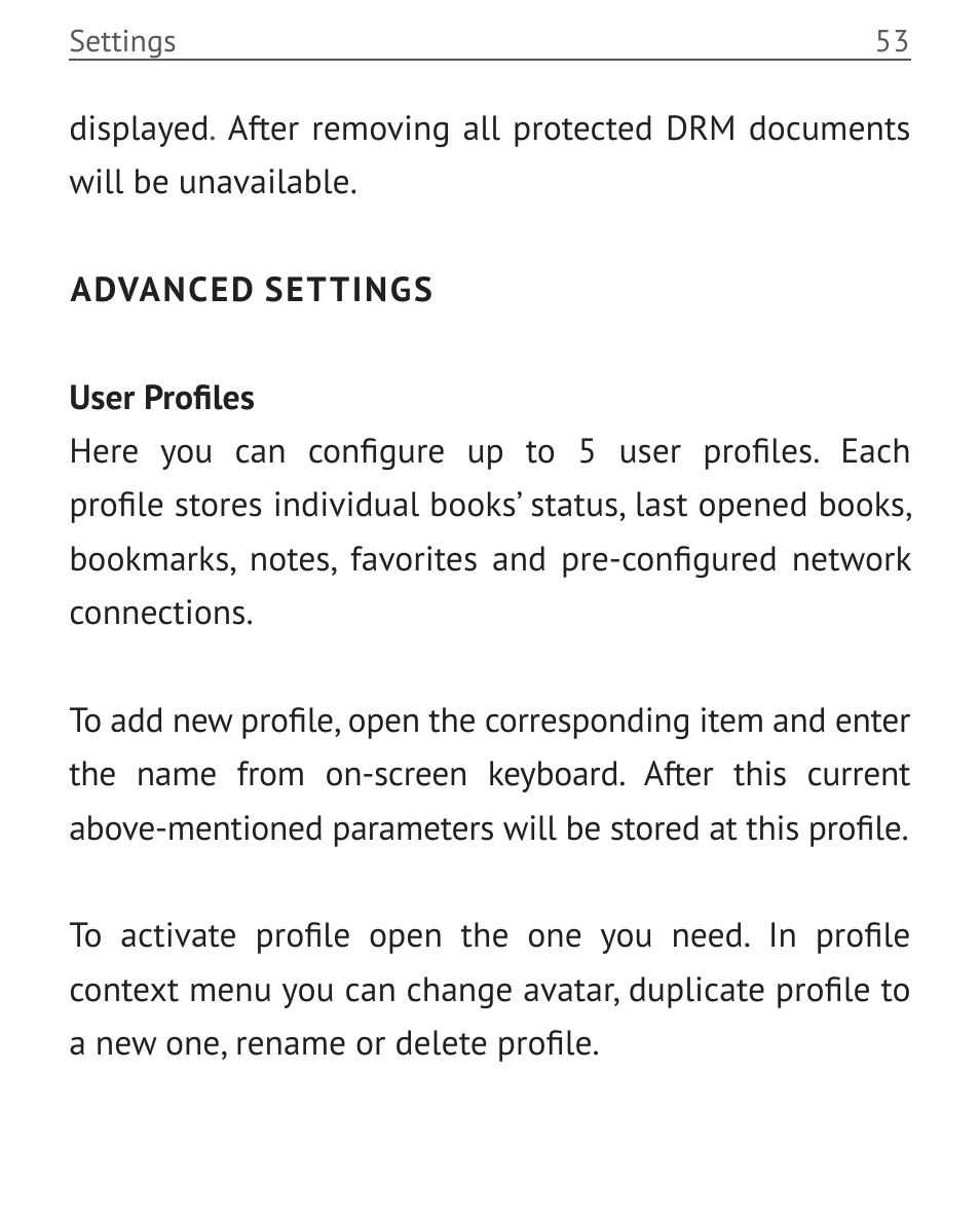 Advanced settings | PocketBook Mini User Manual | Page 53 / 68