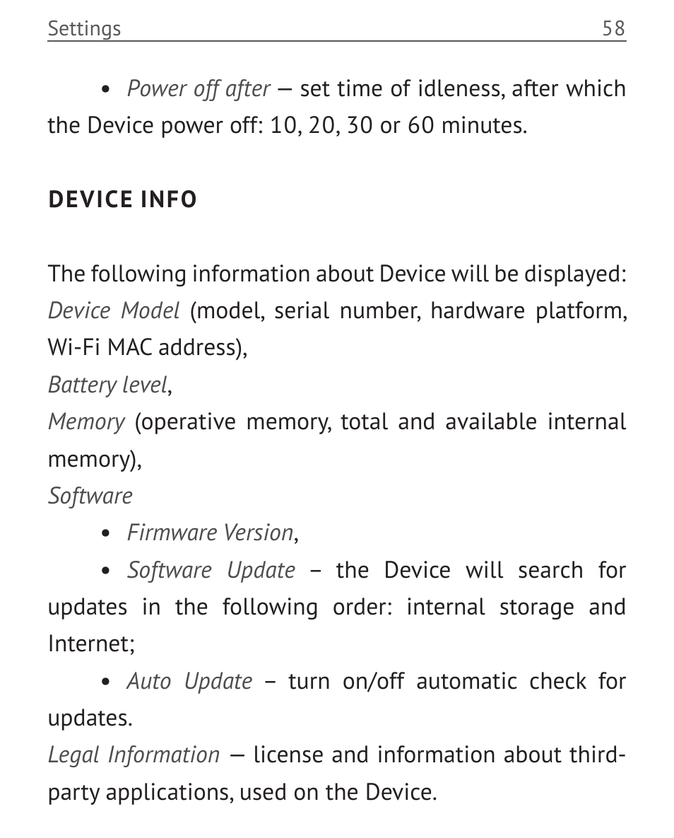 Device info | PocketBook Mini User Manual | Page 58 / 68