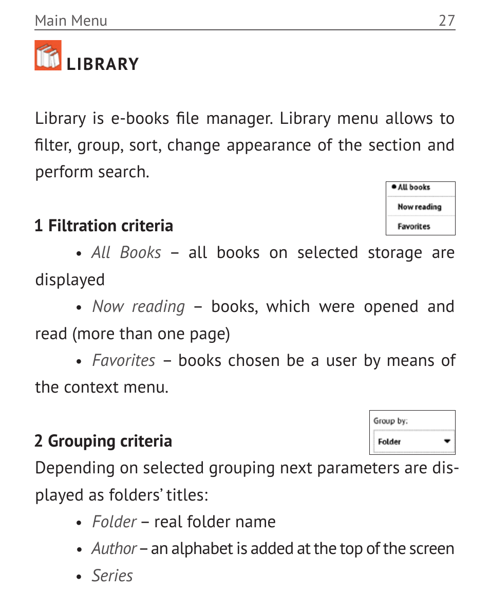 Library, Library 27 | PocketBook Color Lux User Manual | Page 28 / 89