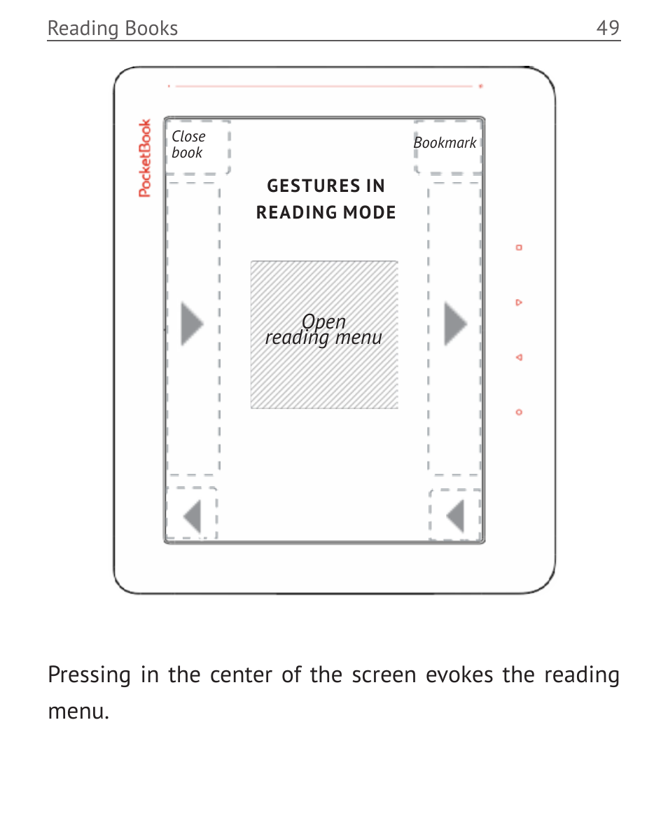 Gestures in reading mode | PocketBook Color Lux User Manual | Page 50 / 89